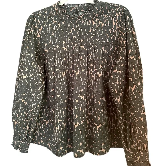 Rails Ariana Leopard Animal Print Ruffle Collar Blouse Size Large - Picture 3 of 10